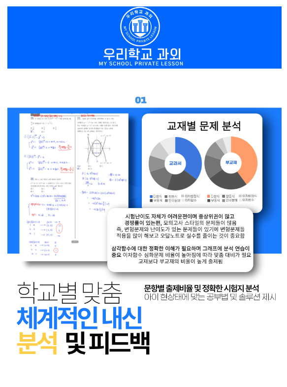 학교별 맞춤 내신 분석 및 피드백